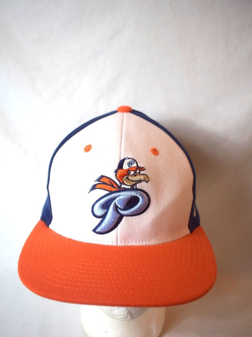 Zephyr White Navy Blue and Orange Peninsula Pilots Baseball Cap Hat